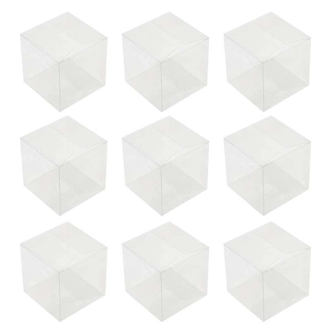 Klare PVC Quadratische Geschenkboxen Mit Gold Satin Bändern Für Hochzeit Party Gastgeschenke Süßigkeiten Verpackung Boxen