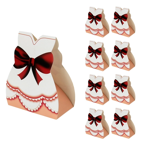 Cajas De Dulces De Boda Forma De Traje Y Vestido Papel Contenedores De Recuerdos Para Fiesta De Matrimonio Regalos Rosa Blanco