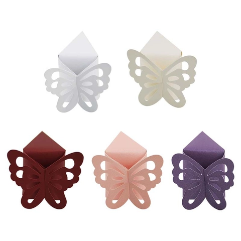 Boîte à Bonbons en Papier Perlé Papillon Découpée au Laser Style Européen Boîte Cadeau Forme Gâteau Triangle pour Mariage Fête