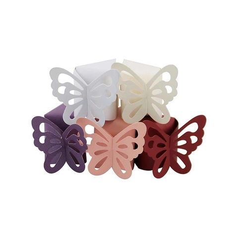 Boîte à Bonbons en Papier Perlé Papillon Découpée au Laser Style Européen Boîte Cadeau Forme Gâteau Triangle pour Mariage Fête
