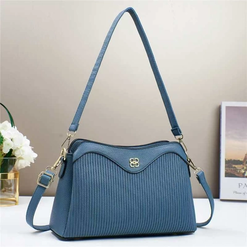 Damen Gestreifte PU Leder Umhängetasche Mehrlagige Einfache Lässige Crossbody Handtasche Große Kapazität Messenger Tasche