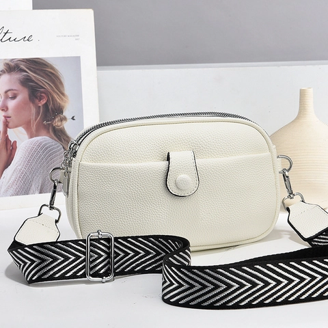 Borsa a Tracolla in Pelle PU Martellata da Donna con Cerniera Multipla e Tracolla Larga Geometrica Borsa da Pendolare Quotidiana Chic