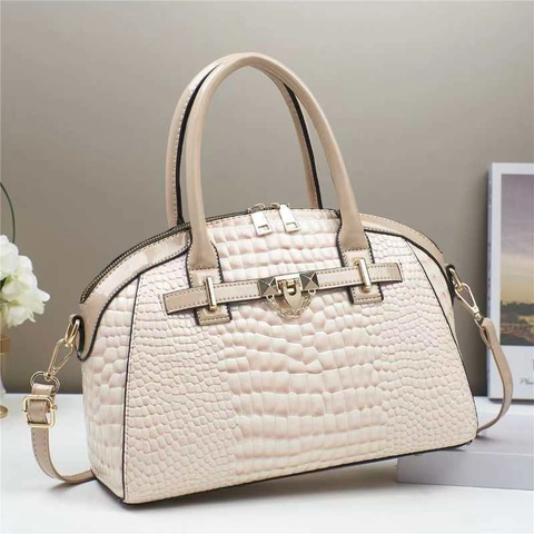 Crocodile Pattern Women Handbag PU Leather Elegant Top Handle Bag With Detachable Shoulder Strap For Daily Commute