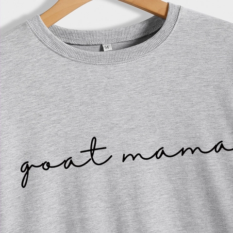 Γυναικείο Φούτερ Goat Mama Με Γράμματα Μακρυμάνικο Στρογγυλή Λαιμόκοψη Βαμβακερό Μείγμα Χαλαρό Casual Τοπ