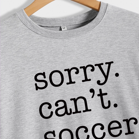 Women Crew Neck Sweatshirt Cotton Blend Long Sleeve Casual Pullover Letter Print Sorry Can't Soccer Bye Top