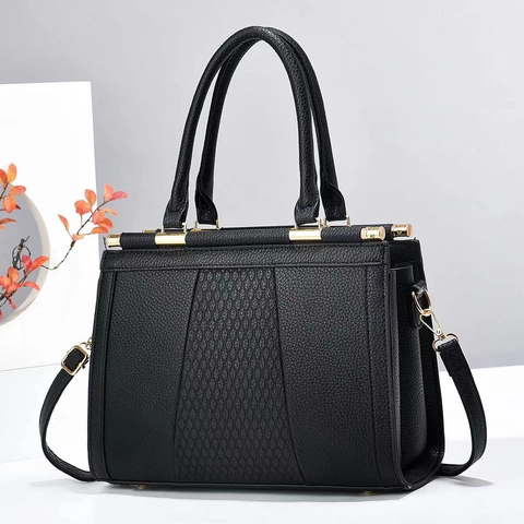 Sac À Épaule Femme Cuir PU Motif Litchi Patchwork Matelassé Grande Capacité Sac À Main Bandoulière Avec Poignée