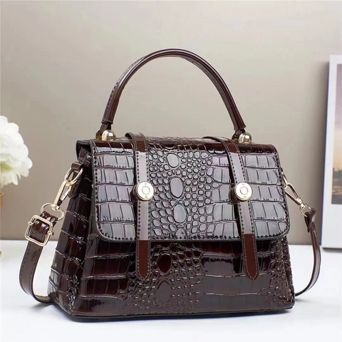 Dames Vintage Krokodillenpatroon PU Lederen Handtas Elegante Schoudertas Crossbody Tas Voor Dagelijks Kantoor Casual Vierkante Tas