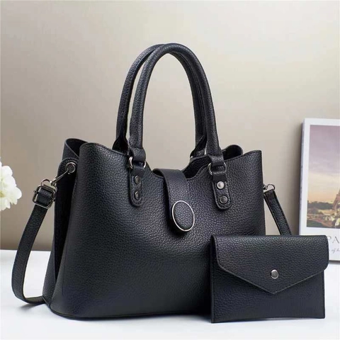 Sac À Main Et Portefeuille Pour Femmes En Cuir PU Motif Lychee Sac À Bandoulière Fourre-tout Mode Polyvalente Pour Dames
