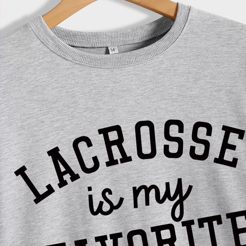 Felpa da Donna con Stampa Lettere Lacrosse Is My Favorite Season in Misto Cotone Girocollo Manica Lunga Pullover Casual