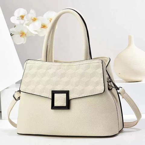 Mode PU Leder Patchwork Handtasche Geprägt Geometrische Tote Handtasche Umhängetasche Mit Quadratischer Schnalle Für Damen Pendeln
