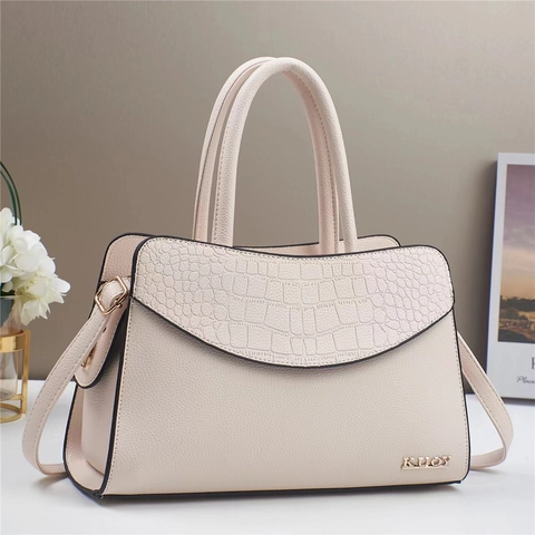 Women Large Capacity Stone Grain Stitching Handbag Fashion Alligator Pattern PU Leather Shoulder Bag For Commuting Office