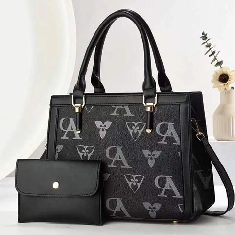 Borsa A Mano E Portafoglio Pelle PU Stampa Monogramma Motivo Floreale Lettera Casuale Borsa A Tracolla Elegante