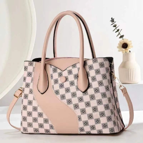 Borsa a Mano Donna Patchwork a Scacchiera in Pelle PU Grande Capacità Borsa a Spalla Con Tracolla Rimovibile Tote Plaid Retrò Per Pendolarismo Quotidiano