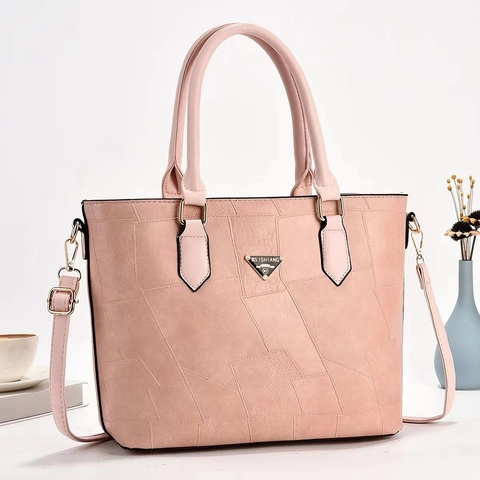 Große Kapazität Tote Bucket Bag Für Damen PU Leder Geometrische Nähte Crossbody Umhängetasche Einfacher Urbaner Stil