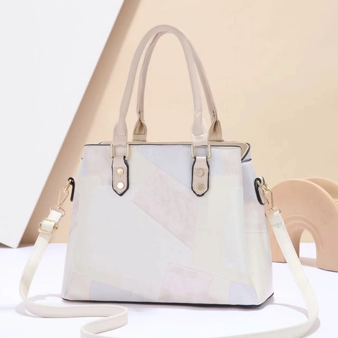Sac À Main Femme Patchwork Colorblock Cuir PU Grande Capacité Sac À Épaule Bandoulière Avec Bandoulière Amovible Style Rétro