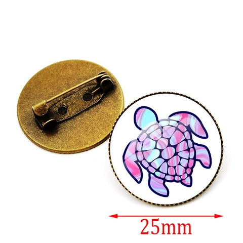 Vintage Legierung Glas Meeresschildkröte Brosche Pin Bunte Künstlerische Tier Abzeichen Runde Zeit Edelstein Schmuck Für Damen Herren
