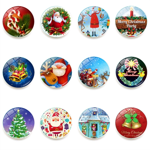 Weihnachten Kühlschrankmagnete Glas Kristall Magnetische Aufkleber Weihnachtsmann Rentier Rund Festliche Haus Küche Deko