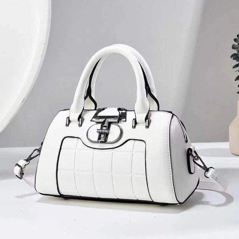 Plaid Quilted Boston Bag PU Leather Top Handle Handbag Crossbody Shoulder Purse With Metal Lock For Women Elegant