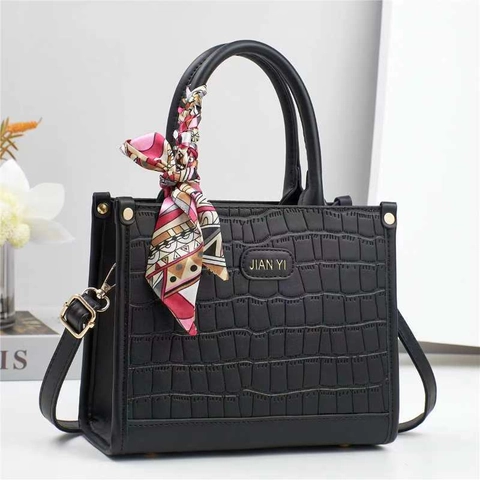 Borsa A Mano Da Donna Motivo Coccodrillo Pelle PU Con Sciarpa Di Raso Elegante Borsa A Tracolla Versatile