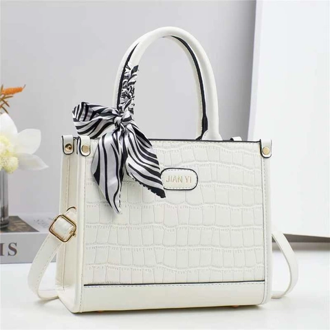 Borsa A Mano Da Donna Motivo Coccodrillo Pelle PU Con Sciarpa Di Raso Elegante Borsa A Tracolla Versatile