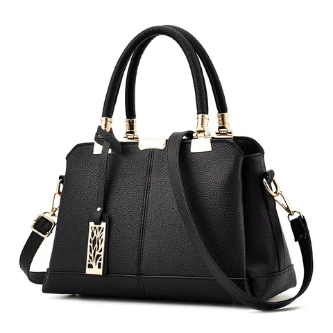Bolso de Mano de Gran Capacidad para Mujer Patchwork Textura Lichi Cuero PU Bolso de Hombro Con Correa Ajustable Colgante de Árbol