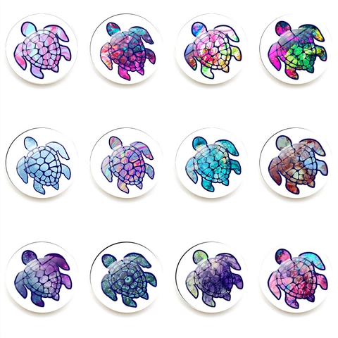 Glass Refrigerator Magnets Colorful Sea Turtle Pattern Round Crystal Magnetic Fridge Stickers Home Office Whiteboard Decorative