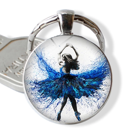 Ballet Danseres Sleutelhanger Zinklegering Glas Cabochon Silhouette Artistiek Dansliefhebber Cadeau