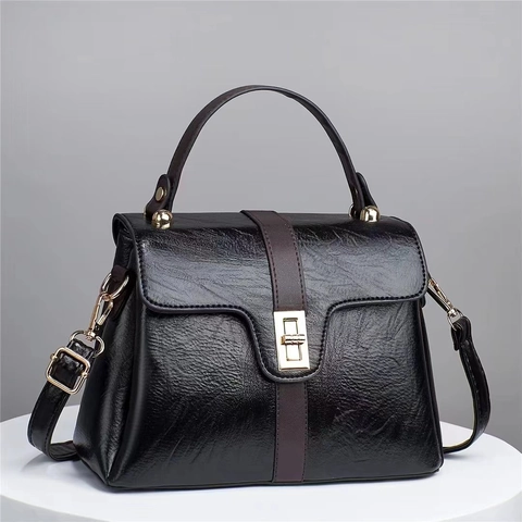 Damen Patchwork PU Leder Henkeltasche Vintage Urbaner Minimalismus Klappe Umhängetasche Pendeln Elegante Handtasche Geschenk