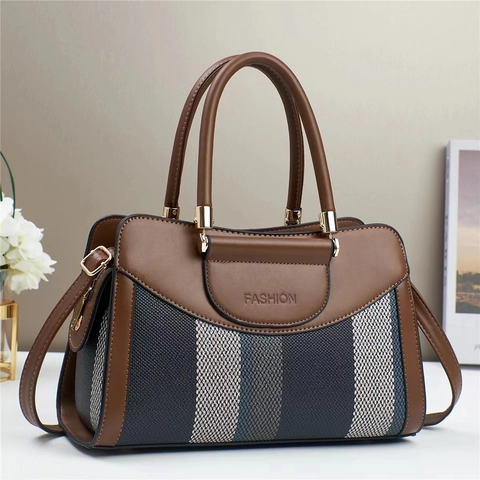 Mode Patchwork Streifen Tote Tasche PU Leder Große Kapazität Umhängetasche Urban Minimalistische Pendler Handtasche Damen Tasche