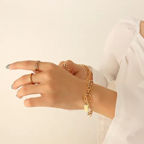 Edelstahl Armband Mit Süßwasserperle Klobige Kette OT Verschluss Quadratische Platte Handgemachter Schmuck Für Damen