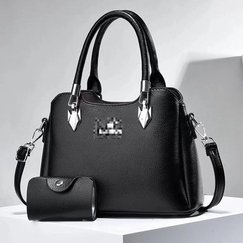 Damen Litchi-Maserung PU-Leder Tragetasche Und Geldbörse Umhängetasche Mit Verstellbarem Riemen Büro Alltag Accessoire