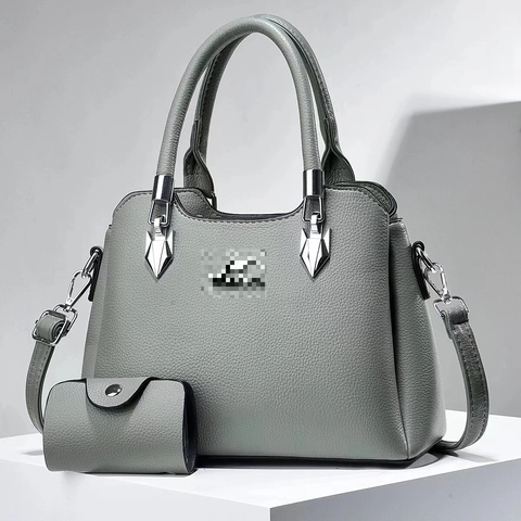 Damen Litchi-Maserung PU-Leder Tragetasche Und Geldbörse Umhängetasche Mit Verstellbarem Riemen Büro Alltag Accessoire