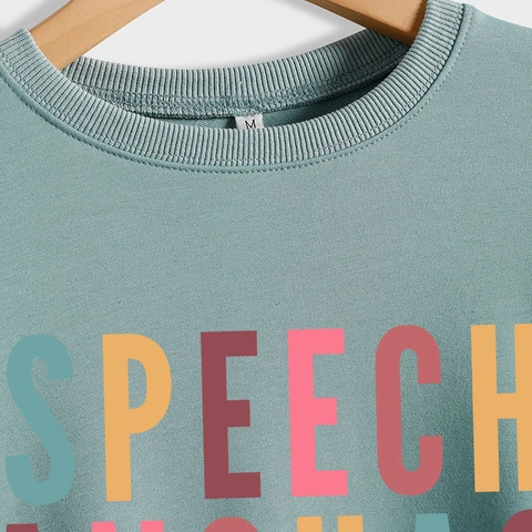 Women Sweatshirt Round Neck Long Sleeve Speech Language Pathologist Print Casual Loose Cotton Blend Pullover Tops