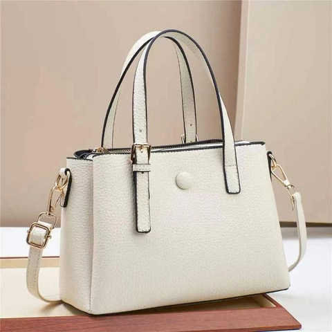 Women's Elegant Lychee Texture PU Leather Handbag Fashion Solid Color Large Capacity Shoulder Crossbody Bag For Daily Use