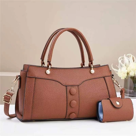 Handtasche Umhängetasche Litschimuster PU Leder Mit Minibeutel Künstliche Perlendekoration Damen Mode Trendy