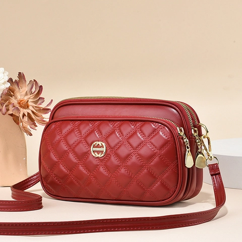 Damen Mode Gesteppte Umhängetasche PU Leder Mehrschichtige Reißverschluss Schultertasche Casual Urban Minimalistische Handtasche