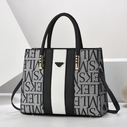 Borsa Tote E Portafoglio In Pelle PU Per Donna Stampa Lettere Grande Capacità Borsa A Tracolla A Mano Pendolare Elegante Moda