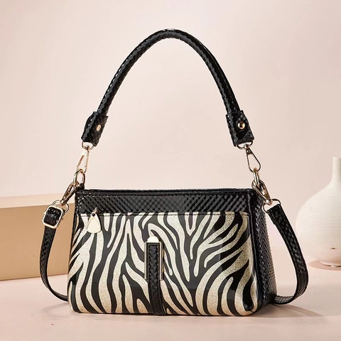 Borsa A Mano Da Donna In Pelle PU Elegante Stampa Animale Trama Serpente Borsa A Tracolla Uso Quotidiano Moda Versatile