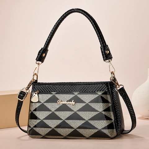 Borsa A Mano Da Donna In Pelle PU Borsa A Tracolla Con Motivo Stampato Manico Superiore Tracolla Regolabile Hardware Oro Versatile