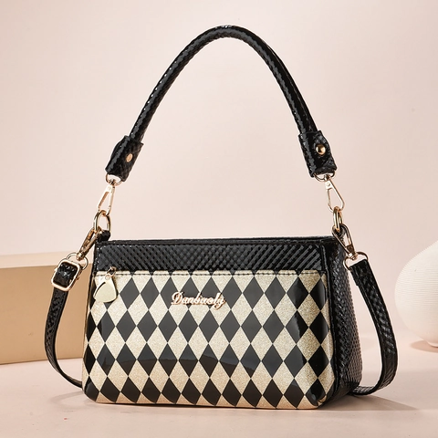 Borsa A Mano Da Donna In Pelle PU Borsa A Tracolla Con Motivo Stampato Manico Superiore Tracolla Regolabile Hardware Oro Versatile