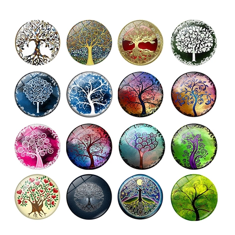Artistic Tree Of Life Glass Fridge Magnets Crystal Glass Cabochon Magnetic Stickers For Refrigerator Whiteboard Home Office Decor