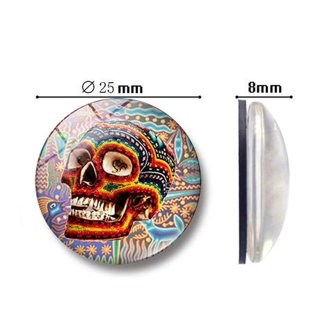 Aimants de Frigo en Verre Crâne de Halloween Gothique pour Décoration de Cuisine Maison Autocollants Magnétiques Tableau Blanc