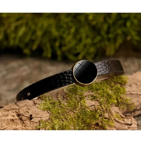 Bracelet En Cuir PU Vintage Avec Pendentif Rond En Alliage Et Verre Boucle Réglable Bracelet Tressé Rétro Pour Hommes Femmes