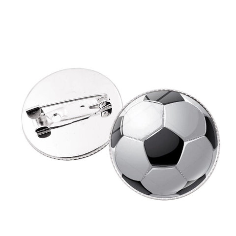 Fußball Brosche Anstecknadel Legierung Glas Kuppel Rund Bunt Sport Thema Abzeichen Für Rucksack Kleidung Dekoration Unisex