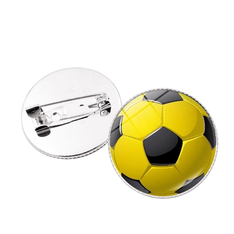 Fußball Brosche Anstecknadel Legierung Glas Kuppel Rund Bunt Sport Thema Abzeichen Für Rucksack Kleidung Dekoration Unisex