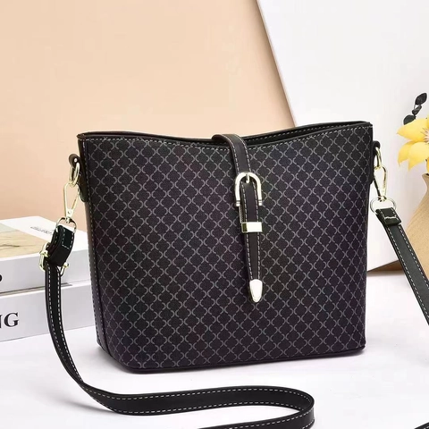 Borsa a Secchiello in Pelle PU Vintage da Donna Motivo a Rombi Grande Capacità Borsa a Tracolla a Spalla Quotidiana Versatile