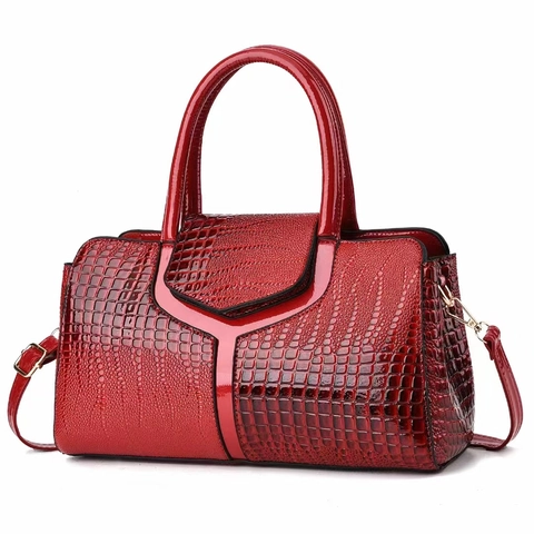 Sac À Main En Cuir PU Motif Crocodile Sac À Poignée Supérieure Structuré Sac Bandoulière Pour Femme Style Rétro Élégant
