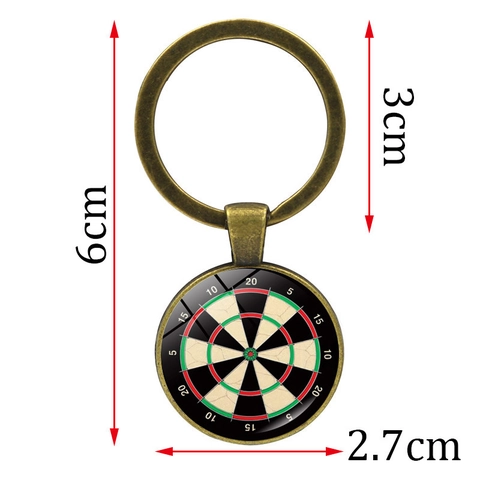 Vintage Zinklegierung Glaskuppel Dartscheibe Ziel Schlüsselanhänger Rund Sportlich Dart Board Anhänger Für Auto Schlüssel Tasche Dekoration Unisex Schmuck Geschenk