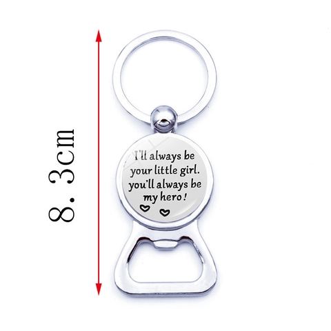Bottle Opener Keychain Zinc Alloy Glass Hero Dad Gift Father Day From Daughter Hero Key Ring Memorial Pendant
