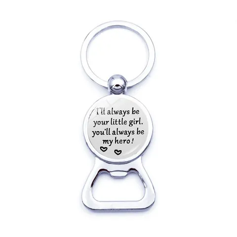 Bottle Opener Keychain Zinc Alloy Glass Hero Dad Gift Father Day From Daughter Hero Key Ring Memorial Pendant